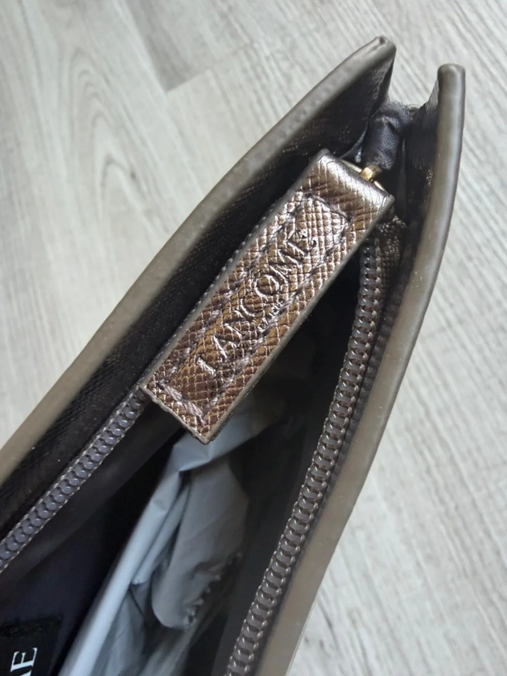 Lancôme Paris Metallic Bronze Cosmetic Bag Makeup Pouch Travel Clutch